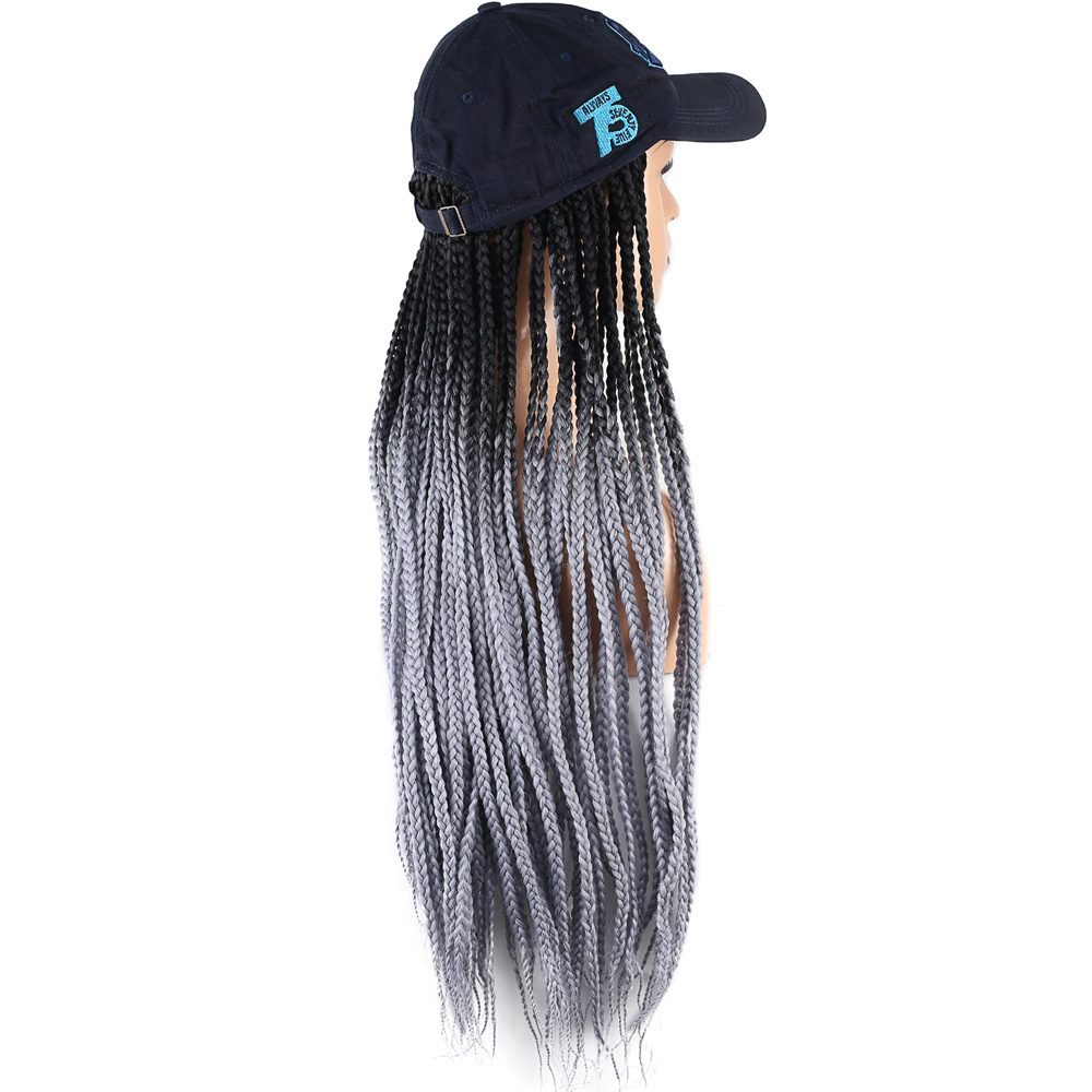 Navy Blue Hat Look Mesh Wig / Black / Light Gray Ombré