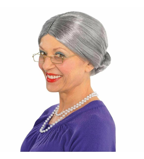 Grey Color Elderly Wig Hair Wig Granny Wig Adult Child Compatible