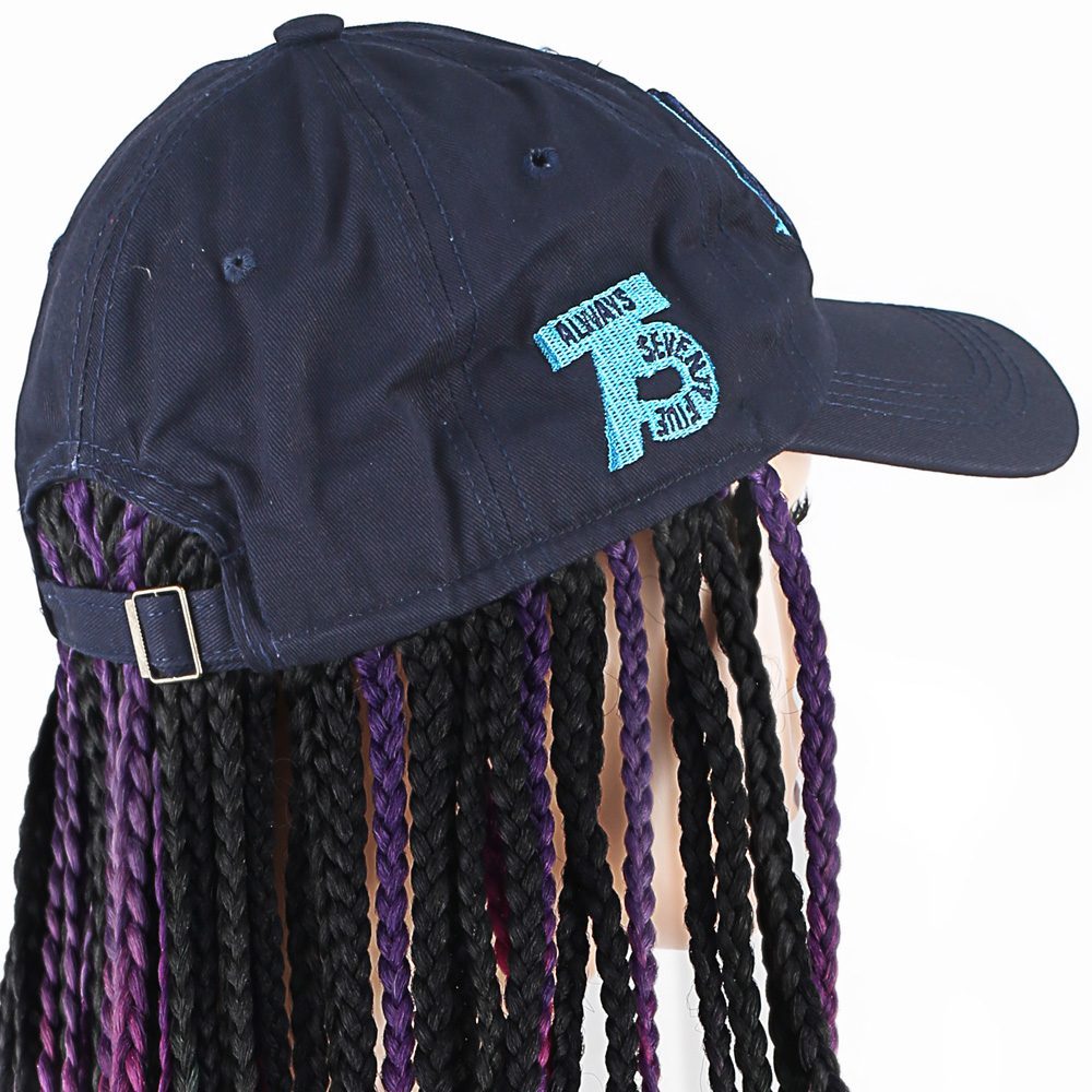 Navy Blue Hat Look Mesh Wig / Mixed Color