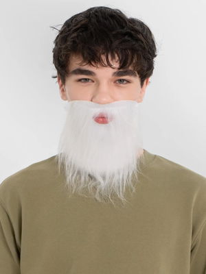 White Beard with White Brushed Back Elastic Adult Child Compatible