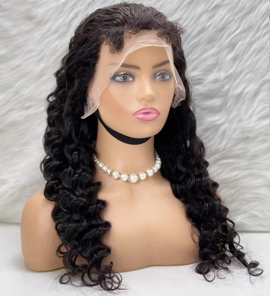 Real Hair Front Lace Tulle Wig / Super Intense Wavy / Natural 65/70cm