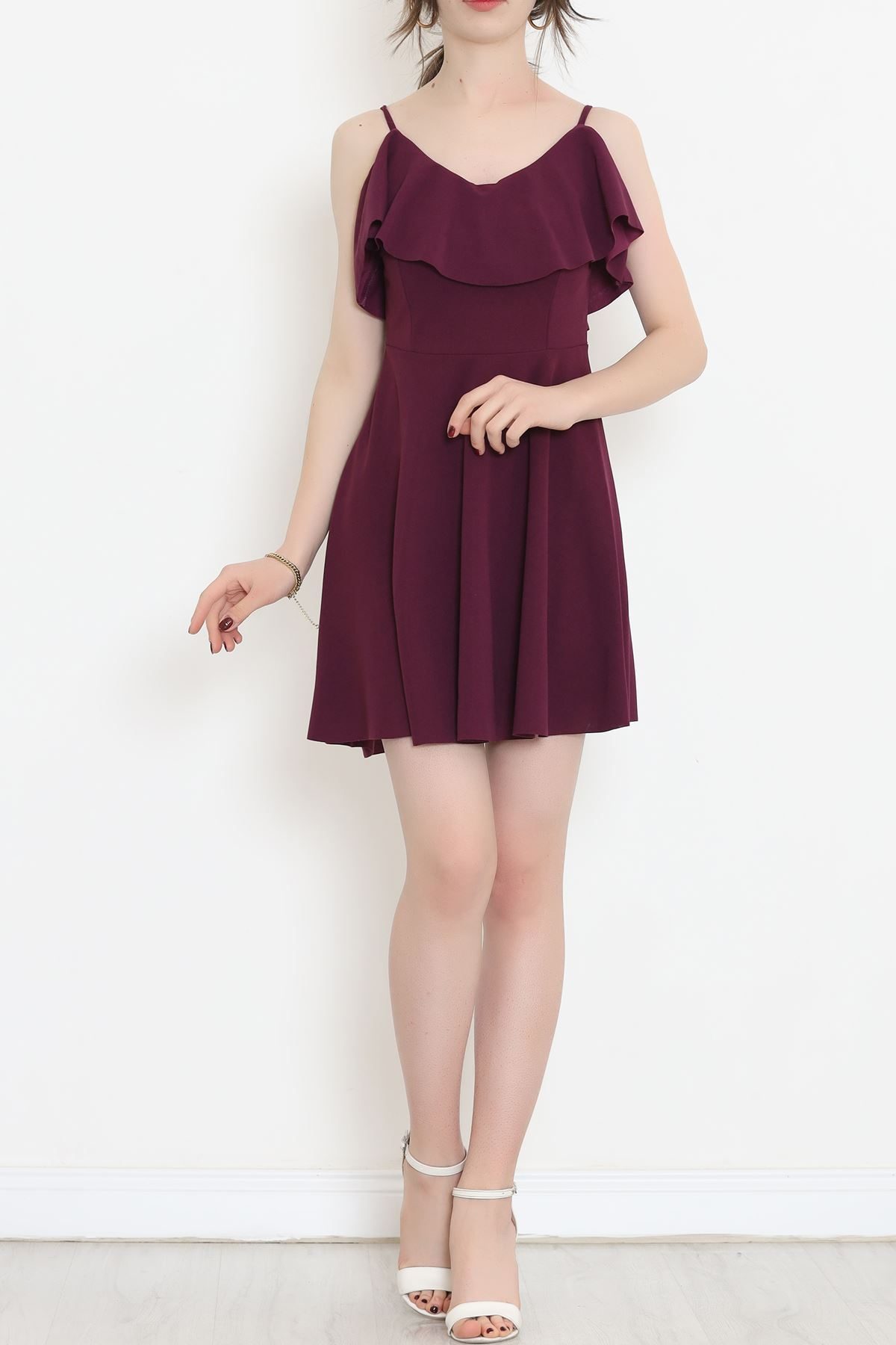 Crep Dress Purple with Straps