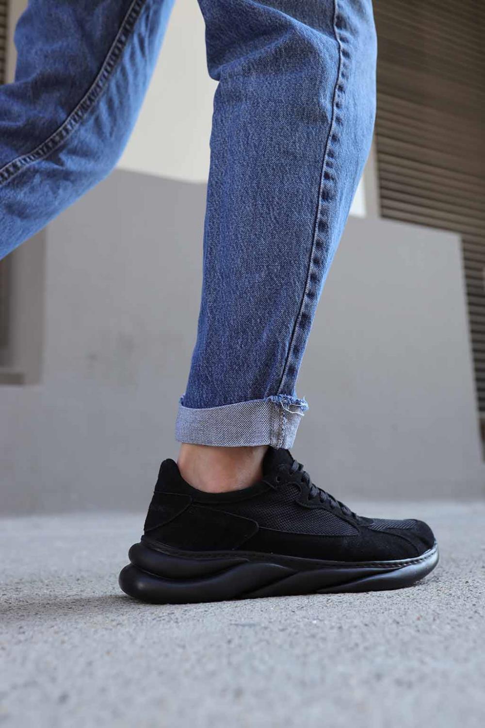 Sneakers Shoes Black Suede (Black Sole)