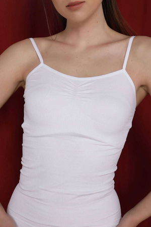 Elite Life Women's Seamless Thin Straps White Tank Top 848