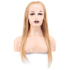 Straight Front Lace Real Hair Tulle Wig / Golden Caramel / 60/65cm