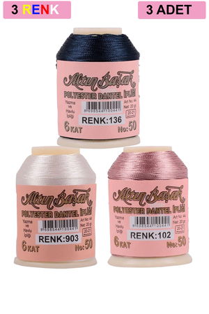 3 Pieces Altinbasak Oya and Lace Floss 20 gr - Turk - No: 903 - 102 - 136