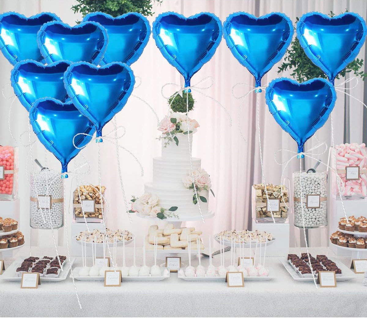 Metalized Shiny Blue Heart Shaped Flying Balloon Foil 18inch 45cm 25Pcs