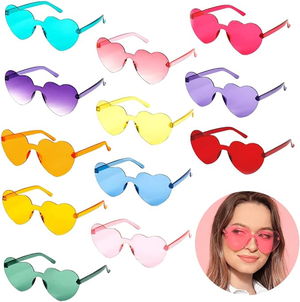 Heart Shaped Rimless Party Glasses 6 Colors 6 Pcs