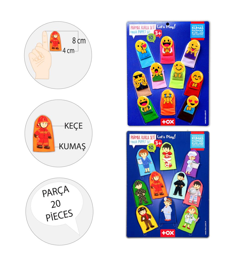 2 Set - 20 Pieces Emojis and Professions Finger Puppet