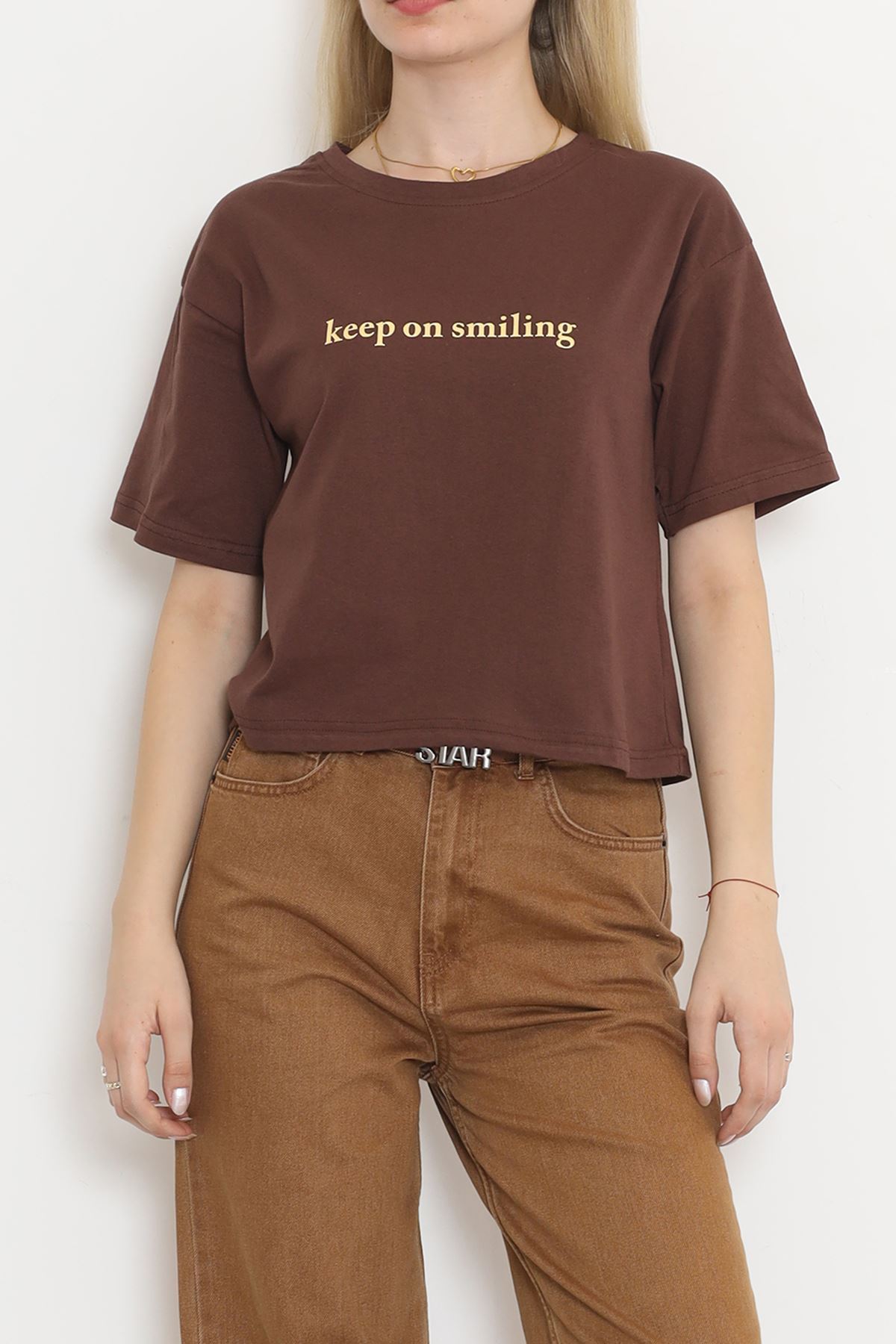 Printed Crop T-Shirt Coffee