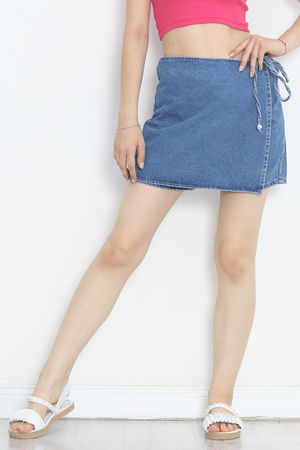 Denim Skirt with Shorts Blue