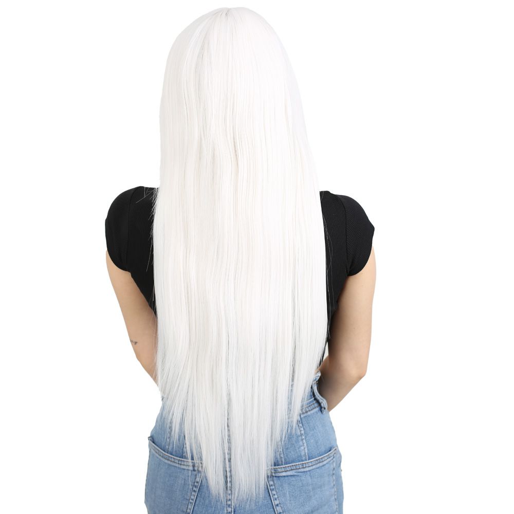 Kanekalon Fiber Synthetic Wig with Long Bangs / White