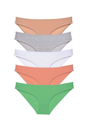 5pcs Super Eco Set Lycra Women Slip Panties Skin Gray White Powder Green