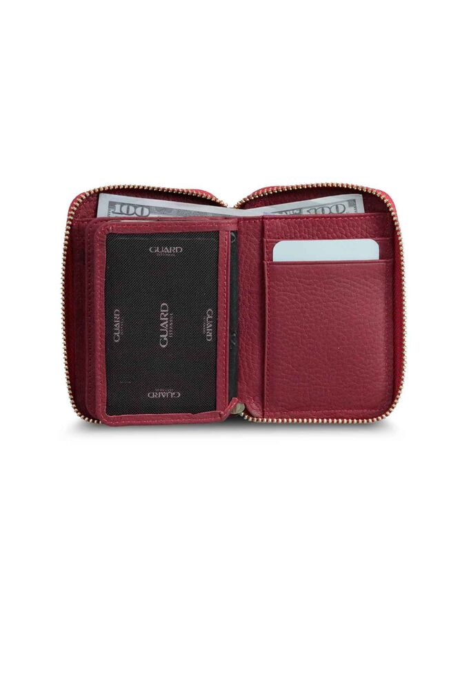 Red Leather Mini Wallet with Zipper