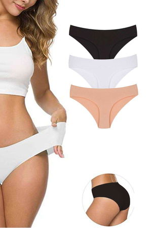 3Pcs Women's Seamless Laser Cut Stretchy Non-marking Panties S4