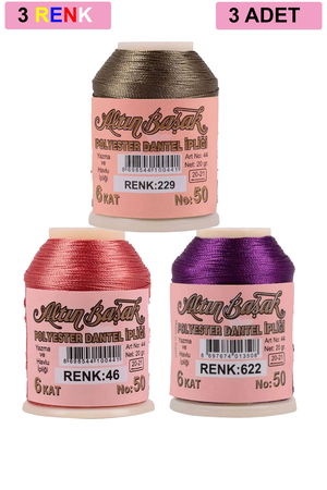 3 Pieces Altinbasak Oya and Lace Floss 20 gr - Turk - No: 046 - 622 - 229