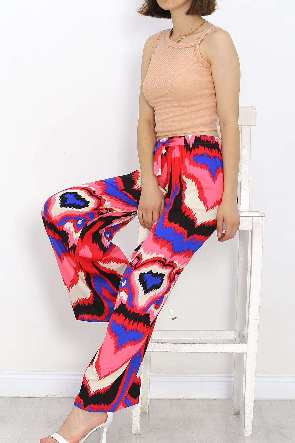 Patterned Woven Trousers Fuchsia