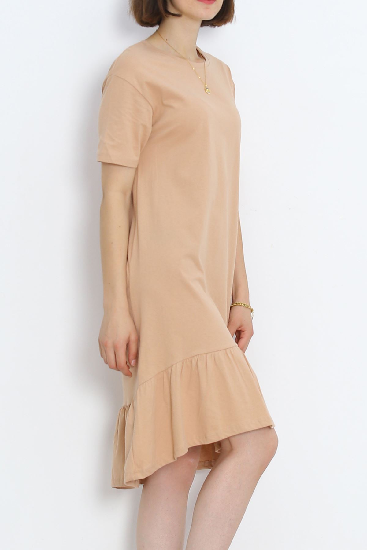 Ruffled Dress Beige