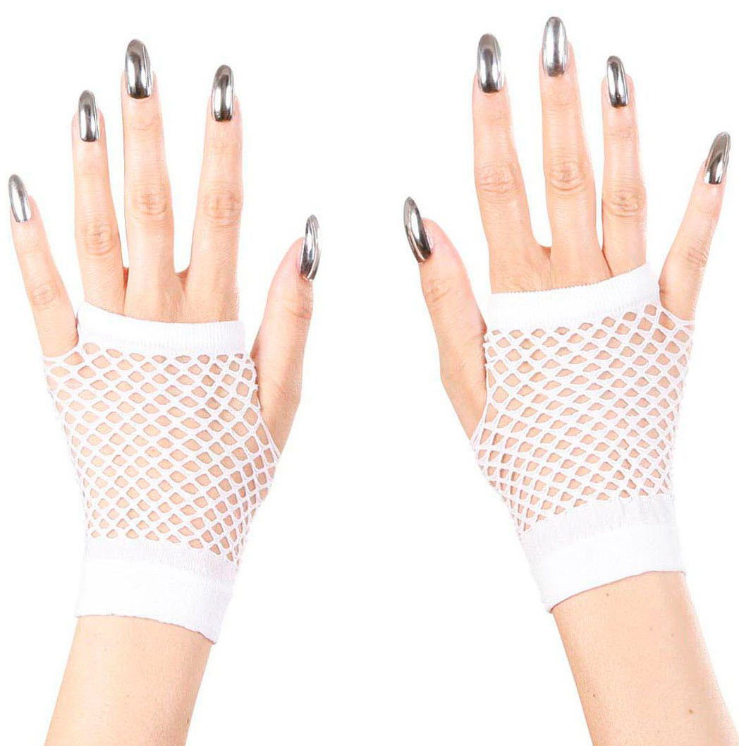 White Color Short Length Mesh Knitted Gloves