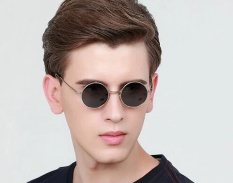 Round Glass John Lennon Style Black Glasses with Silver Frame