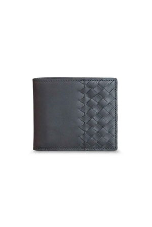 Matte Black Matte Hand Braided Leather Men's Wallet