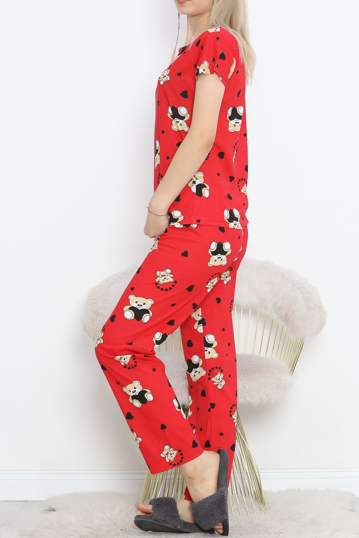 Patterned Pajama Set Red