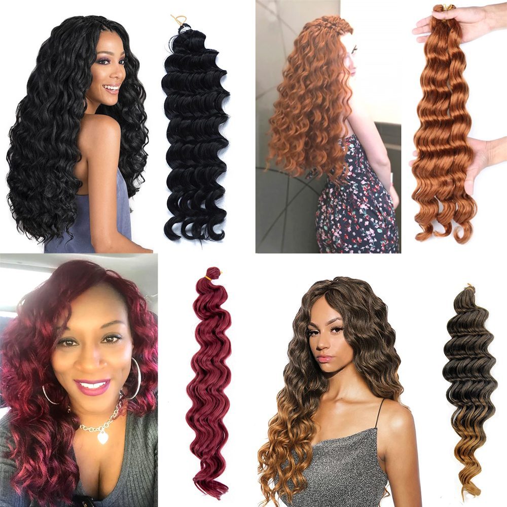 Water Wavy Look Hair / Black Red Ombré