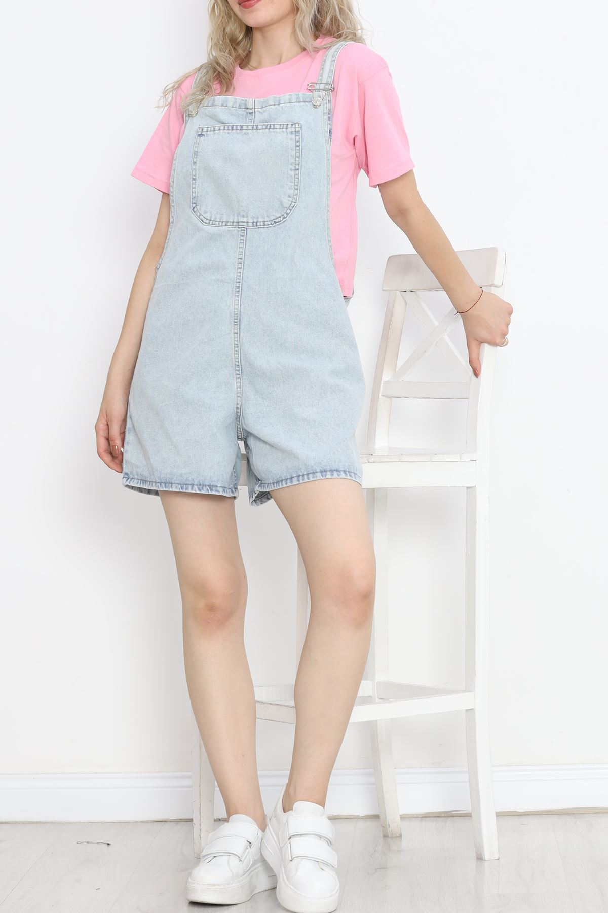 Denim Salopet with Shorts Ice Blue