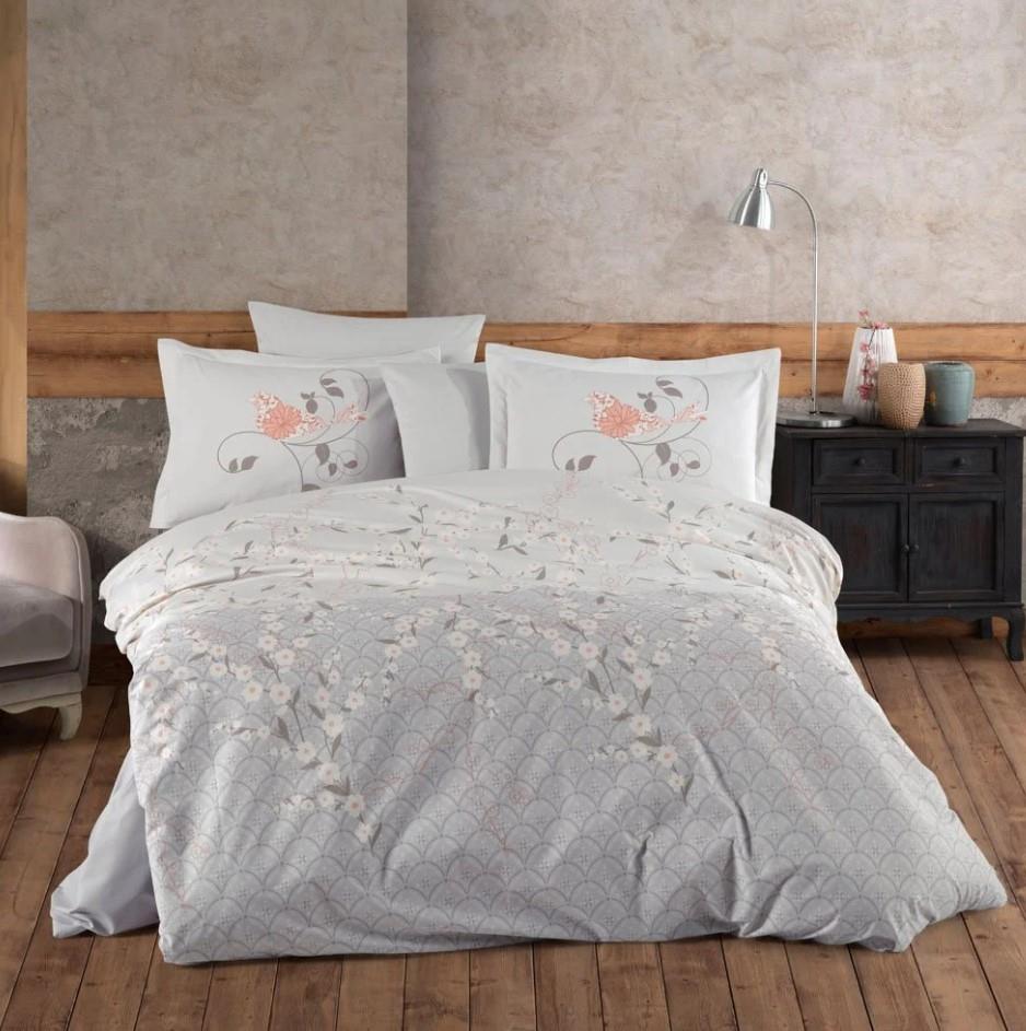 Double Poplin Duvet Cover Set Missy Gray