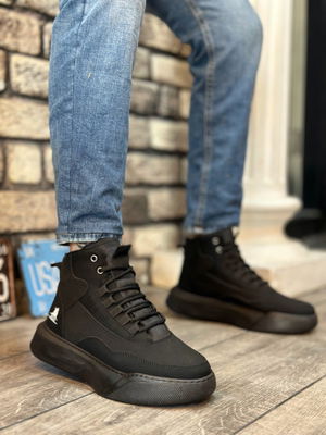 Lace-up Men's High Sole Black Sole Sport Boots