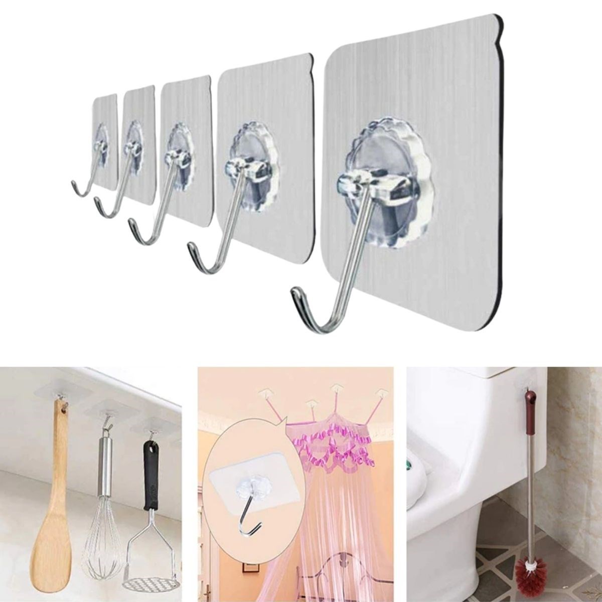 Ultra Strong Adhesive 5-Pack Transparent Hanger