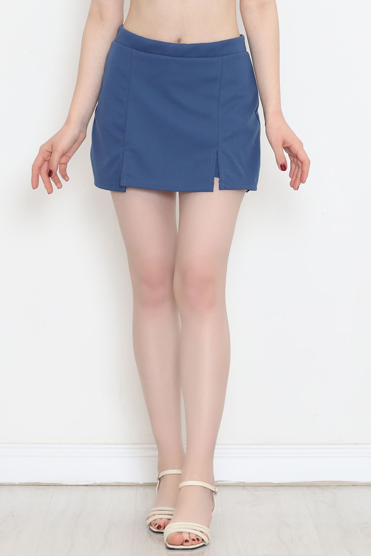 Scuba Fabric Shorts Skirt Blue