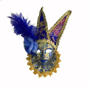 Decorative Seramaic Mask Blue Color with Feathers