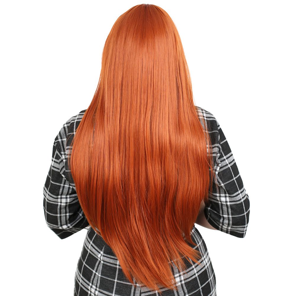 Kanekalon Fiber Synthetic Long Straight Bangs Wig / Copper