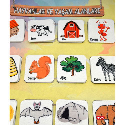 Animals and Their Habitats Felt Velcro Wall Board , Educational Toy