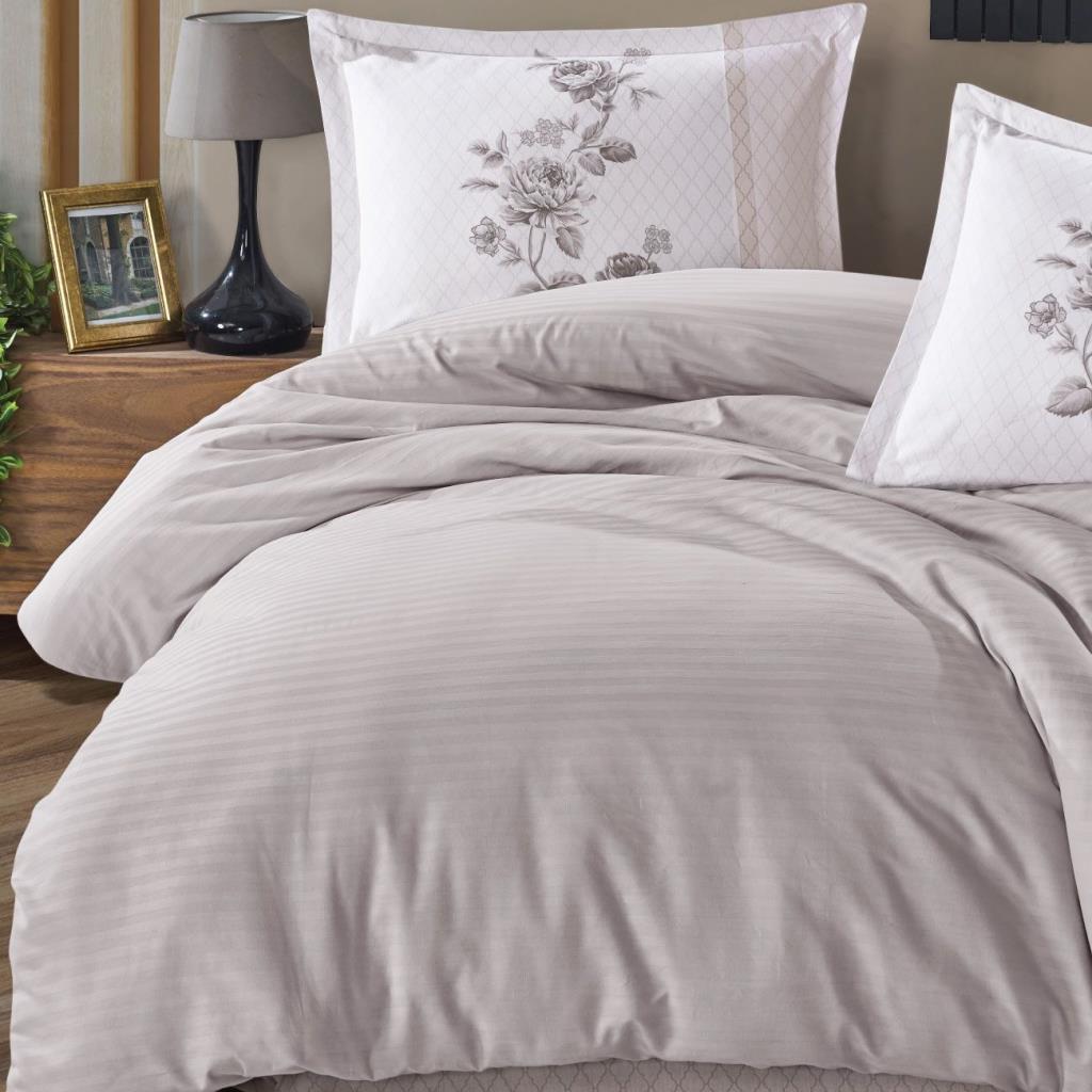 Boutique Series Striped Ranforce Double Duvet Cover Suave v6 Light Gray