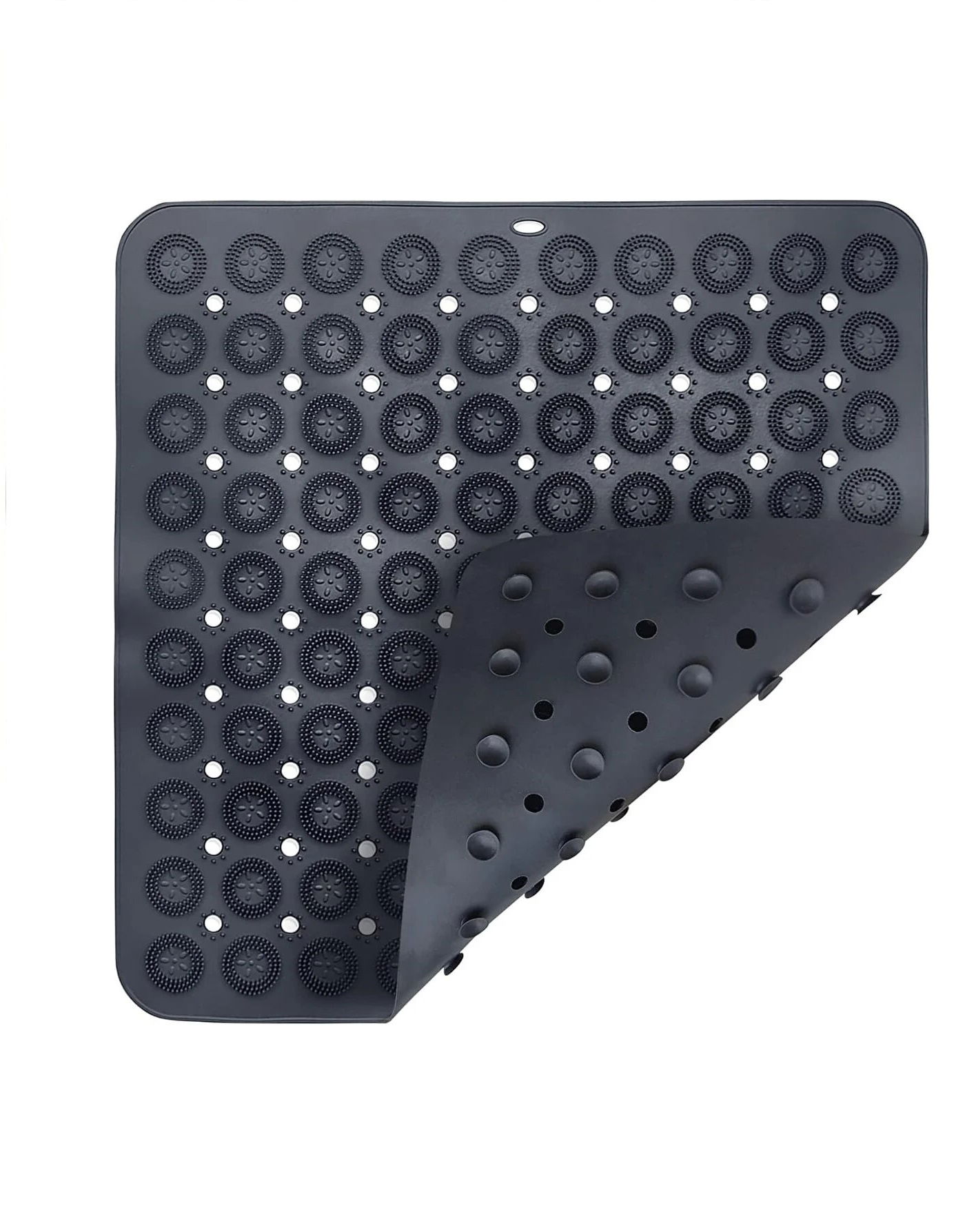 Square Suction Cup Bathroom Non-Slip Mat- Serrated Foot Shower Mat Silicone Massage Pad