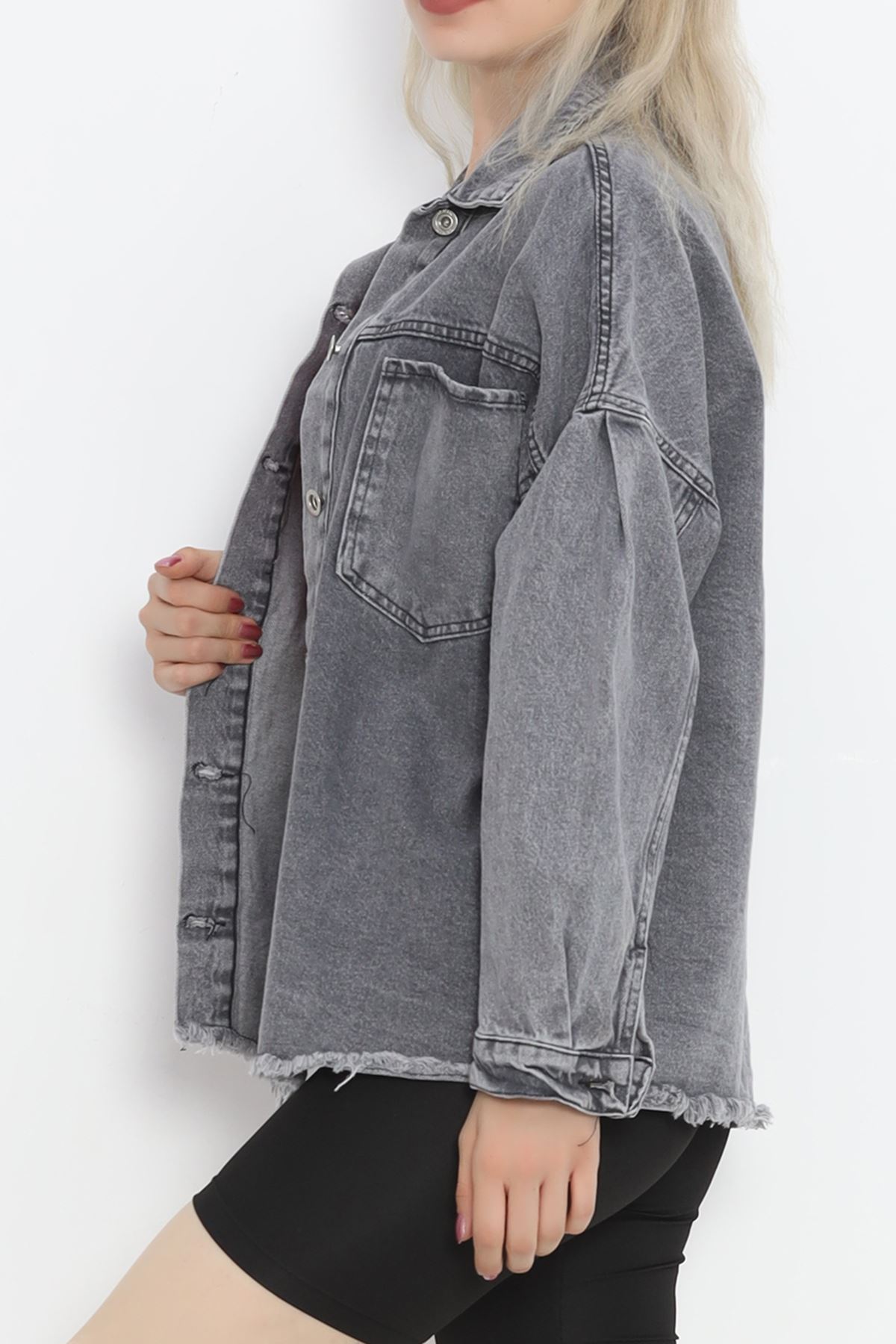 Front Pockets Denim Jacket Anthracite