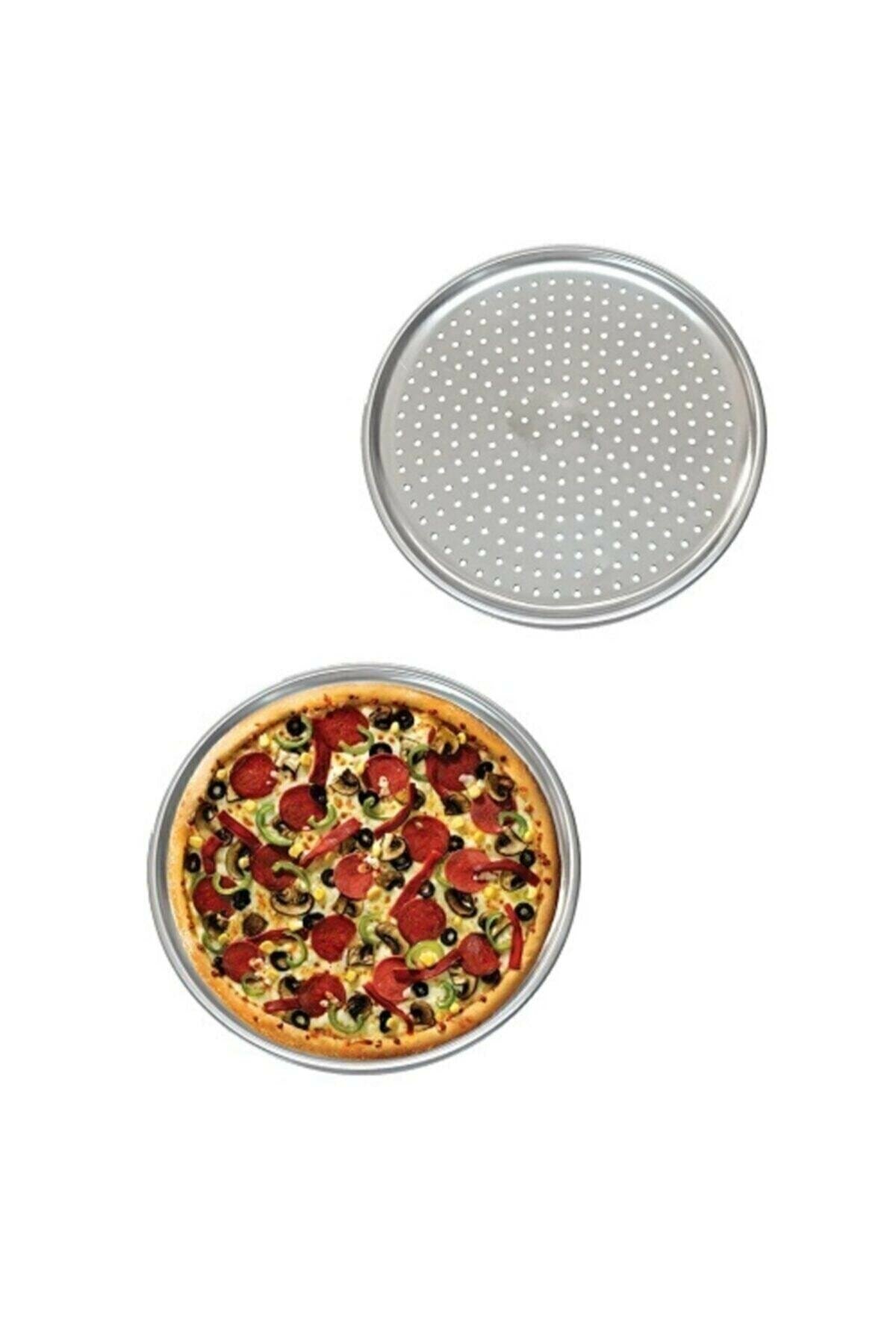 Perforated Steel Pizza and Lahmacun Tray Medium Size -32 cm