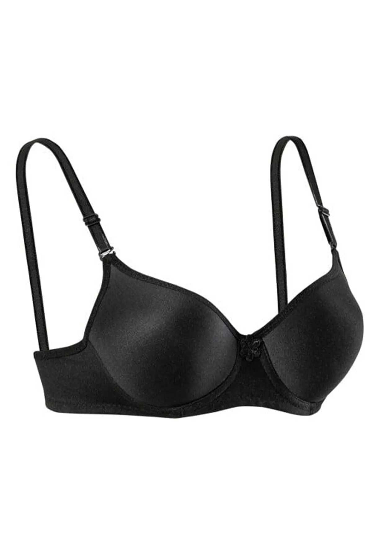 Silicone Unsupported Wire Flat Empty Bra Black