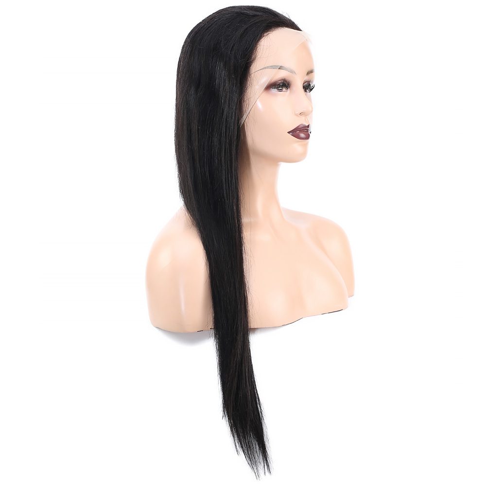 Front Lace Real Hair Tulle Wig Straight / Natural / 65/70cm