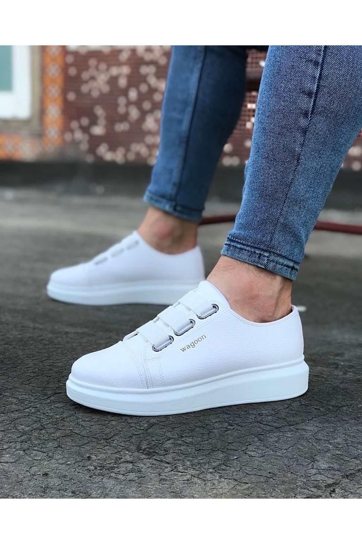 White Thick Sole Casual Men's Shoes