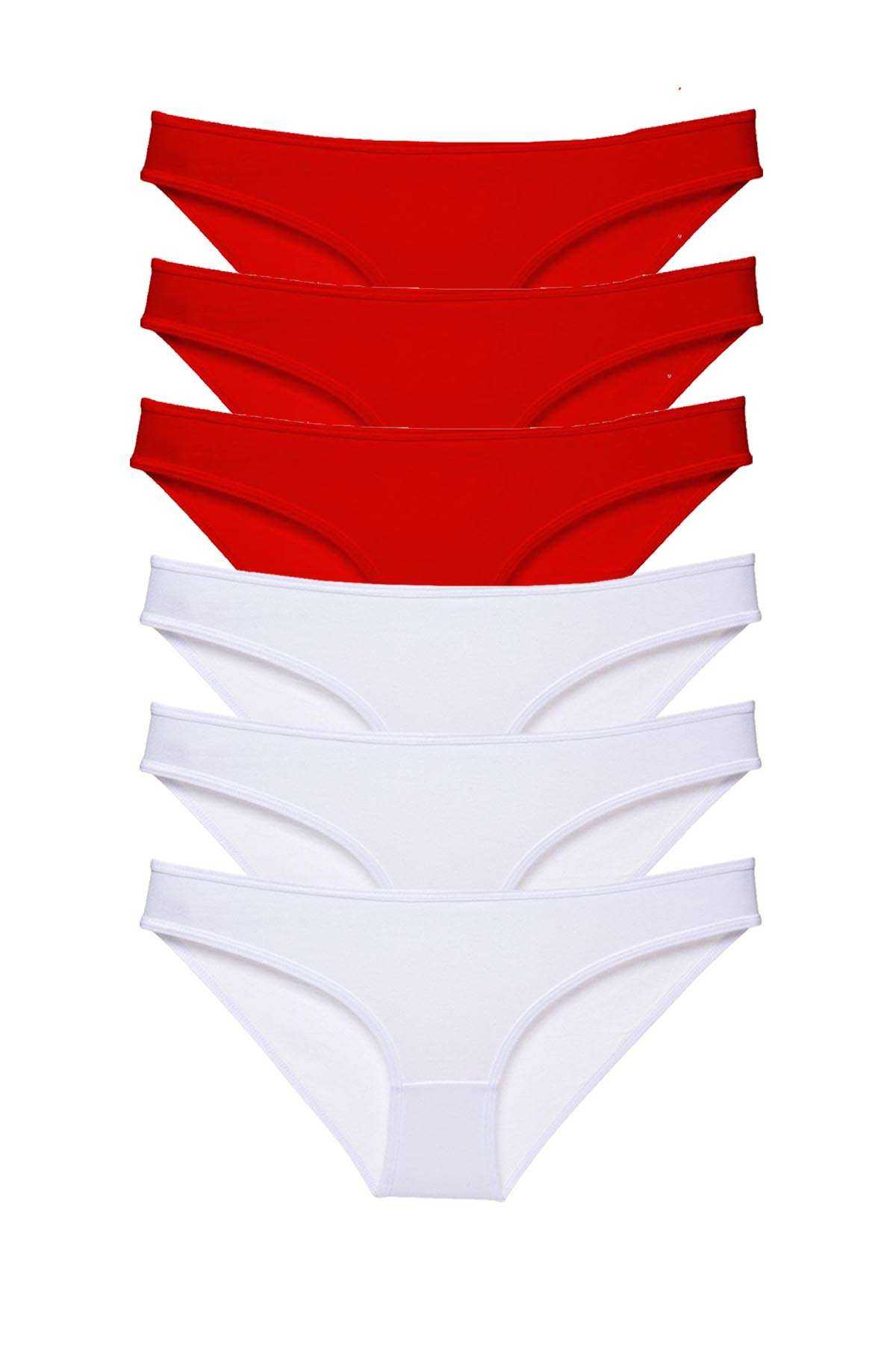 6pcs Super Eco Set Lycra Women Slip Panties Red White