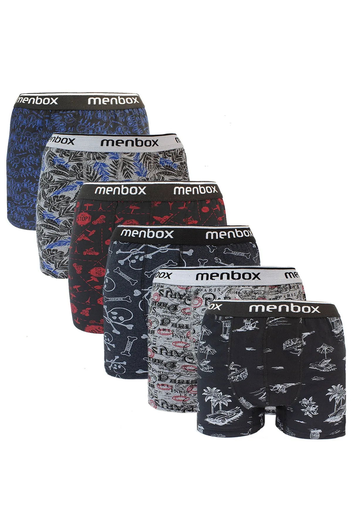 6 Pcs Lycra Men's Boxers Mixed Patterned Cotton