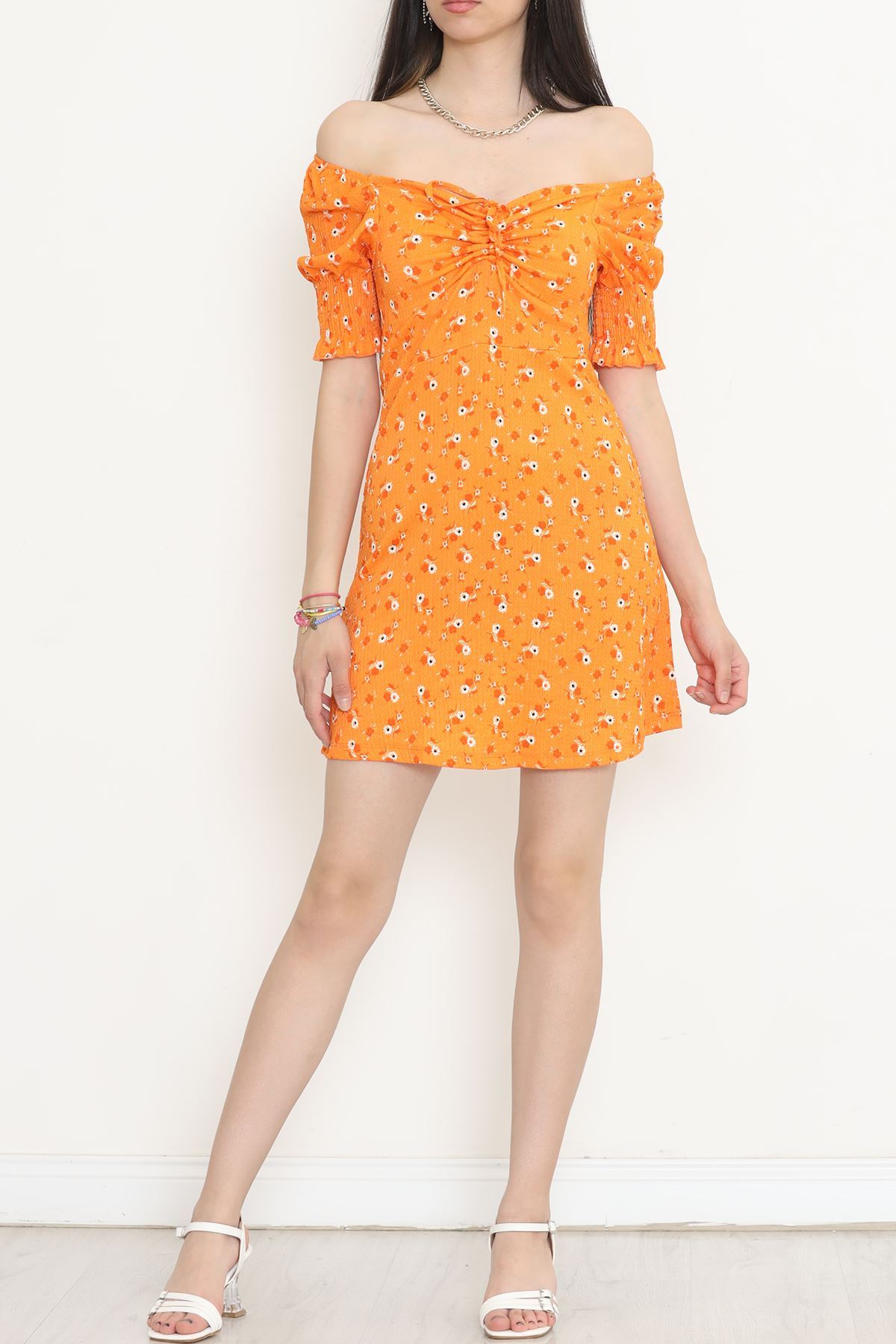 Burlap Patterned Dress Orange