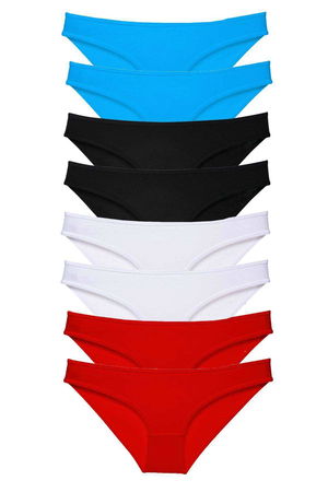 8pcs Super Eco Set Lycra Women Slip Panties Black Red White Blue