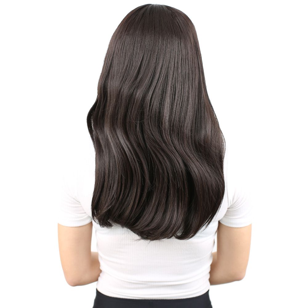 Kanekalon Fiber Synthetic Medium Straight Wig without bangs / Brown