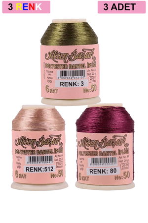 3 Pieces Altinbasak Oya and Lace Floss 20 gr - Turk - No: 512 - 080 - 003