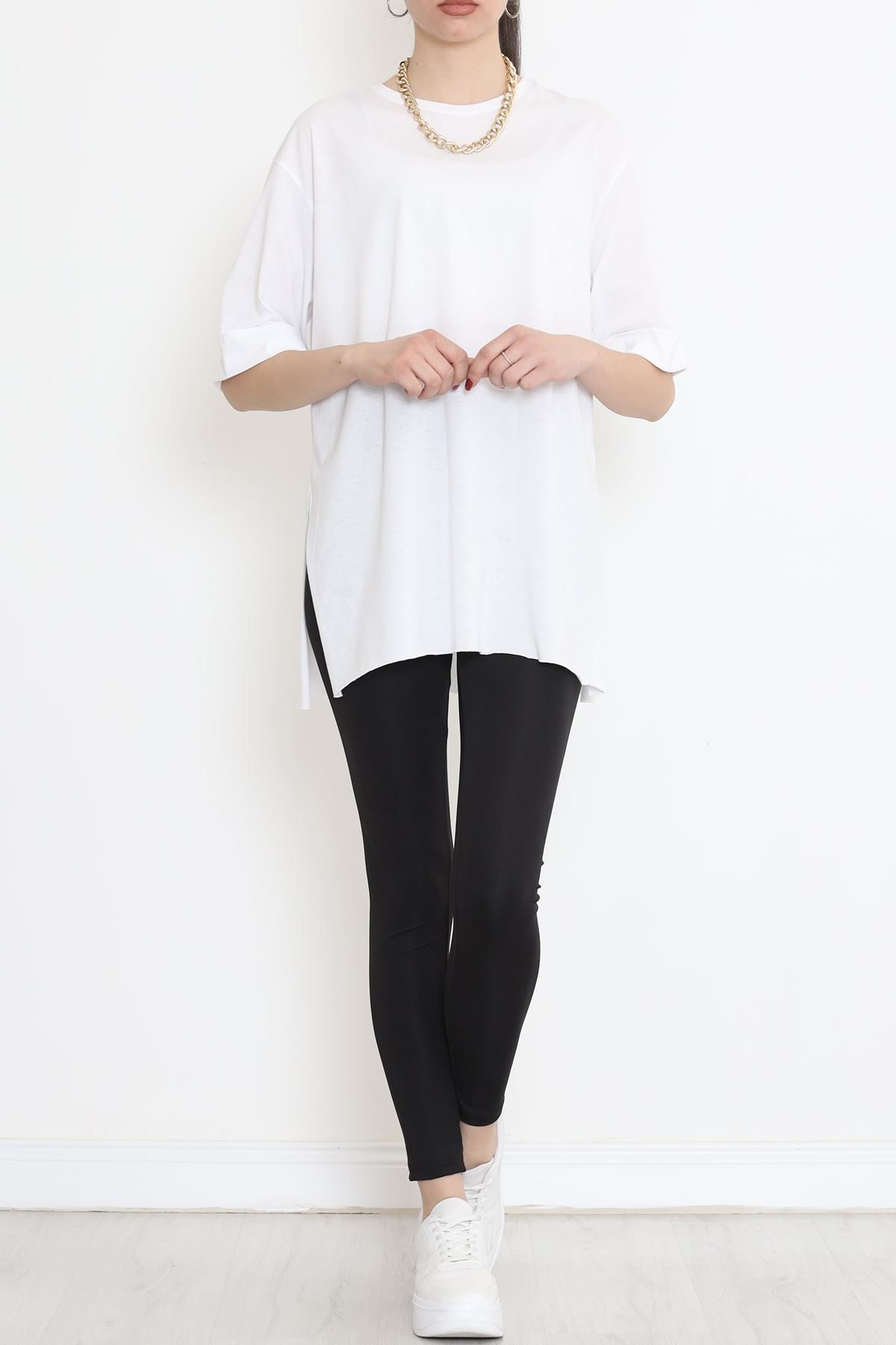 Plus Size Double Sleeve T-Shirt White