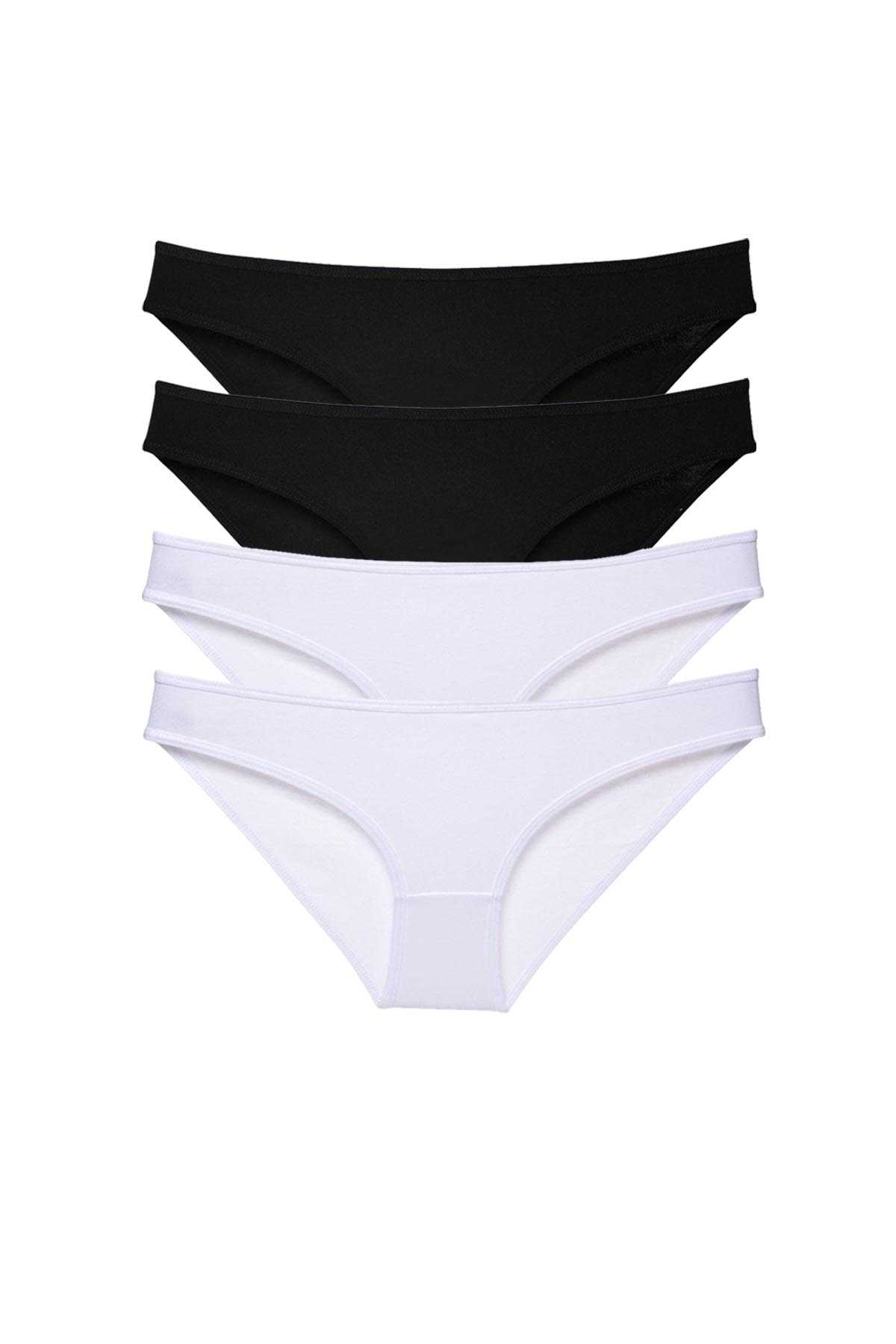 4pcs Eco Set Lycra Women Slip Panties Black White